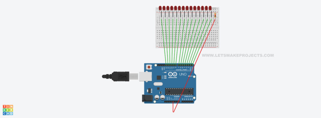 Arduino led chaser circuit diagram