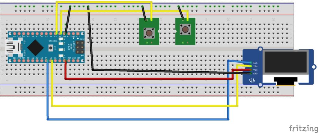 Arduino OLED Clock Without RTC Circuit Diagram