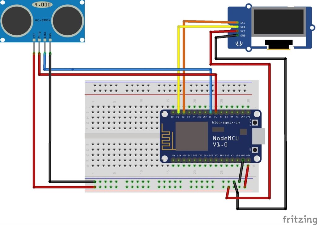 measure distance using nodemcu circuit diagram