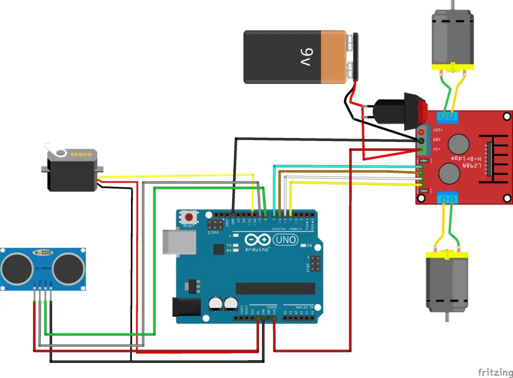arduino obstacle avoiding robot circuit