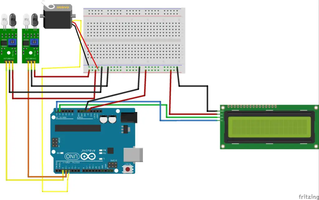 arduino based car parking system circuit diagram