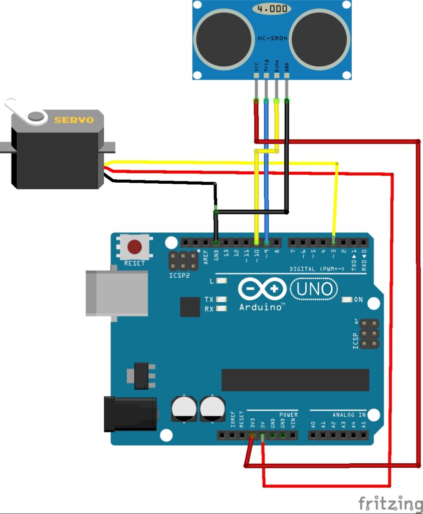 Automatic Dustbin Using Arduino circuit