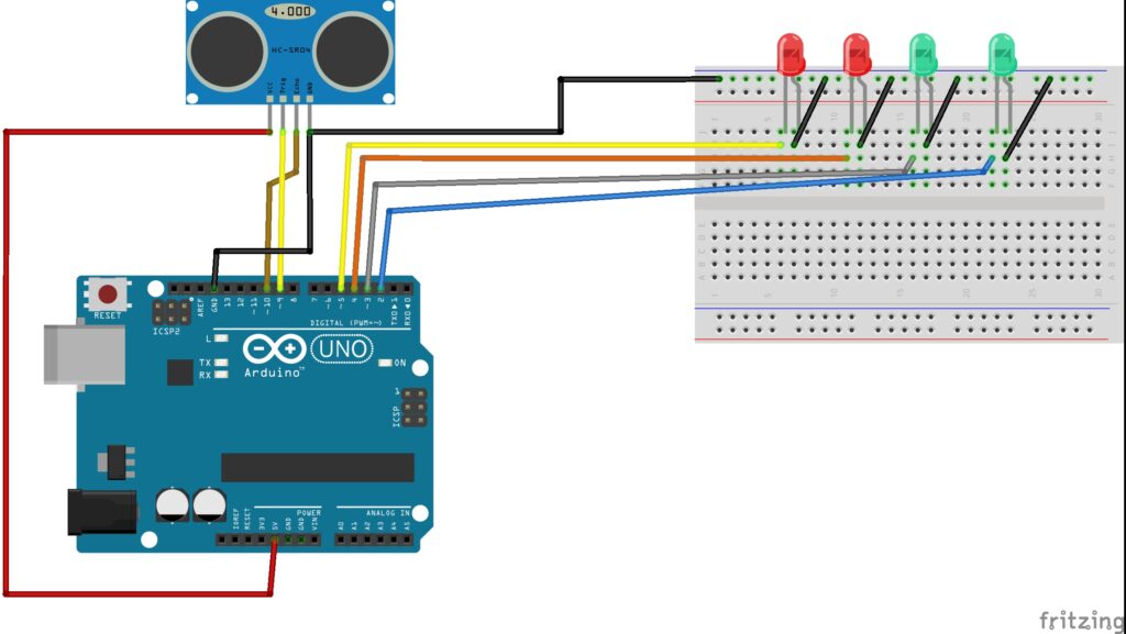 arduino circuit for water level indicator